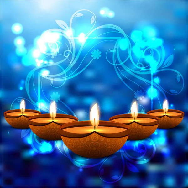 blue unfocused background diwali vector design illustration