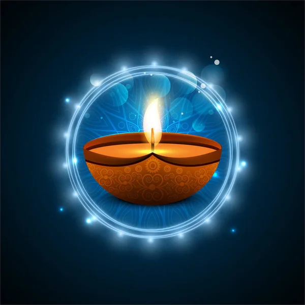 dark background with blue lights diwali vector design illustration