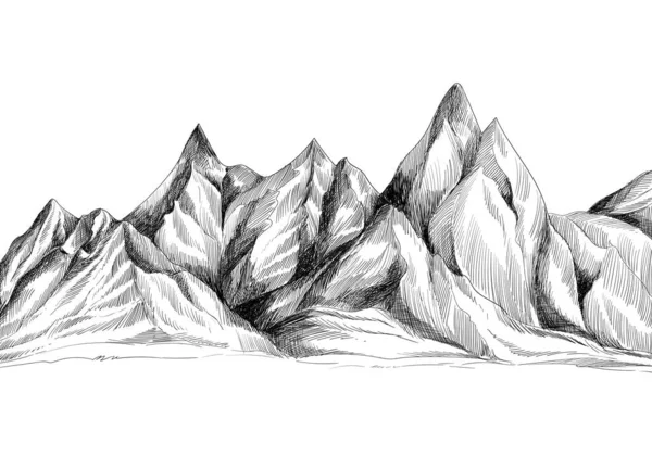 Hand Drawing Mountain Landscape Sketch Design Royalty Free Stock Vectors