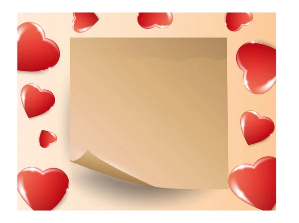 赤いボリューメトリックなハートとリアルな3Dスクラップブック 幸せな女性 母の日 バレンタインデー 結婚式のためのベクトルアイコン グリーティングカードや招待状のデザインの背景 — ストックベクタ