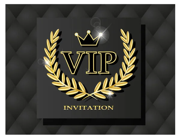 Vip Приглашение Золотой Vip Значок Короной Венком Бриллиантами Абстрактном Объемном — стоковый вектор