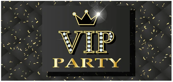 Vip Party Goldplakette Vip Mit Krone Und Diamanten Auf Abstraktem — Stockvektor