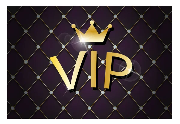 Vip Invitation Gold Vip Badge Crown Wreath Diamonds Abstract Volumetric — Stock Vector