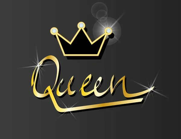 Handwritten Inscription Queen Crown Creative Typography Print Posters Shirt Vector — Stock Vector