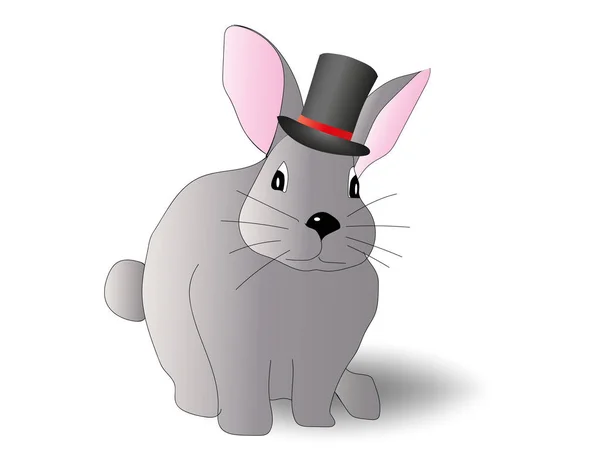 Cartoon Easter Bunny Wearing Top Hat Isolated White Background Vector — Stock Vector