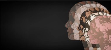 Çok uluslu toplum. Tasarımın için soyut bir arkaplan. Irksal tolerans web pankartı. Vektör