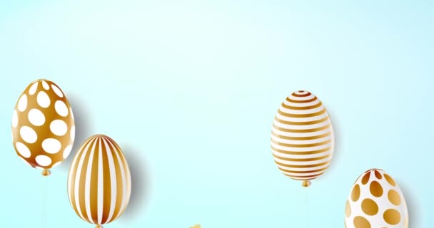 Background Helium Balloons Form Easter Bunny Eggs Easter Animation — Stock Video