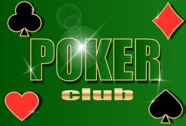 Poker kulübü afişi. Kumarhane uygulamaları ve web siteleri için vektör illüstrasyonu