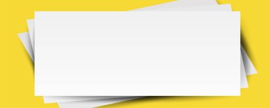 Sarı arka planda üç boyutlu beyaz bir form. Mesajın için yer aç. 3d vektör illüstrasyonu