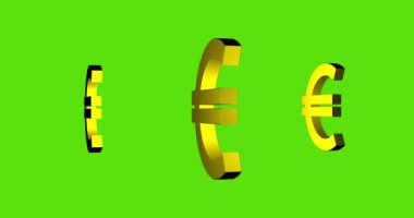 Euro işareti altın 3D simgesi. Döngülü 4K video canlandırma grafikleri