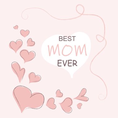 Kutlama tasarımı için anneler günü tebrik kartı. Pembe arka planda kalp çerçevesi. Modern vektör illüstrasyonu.  