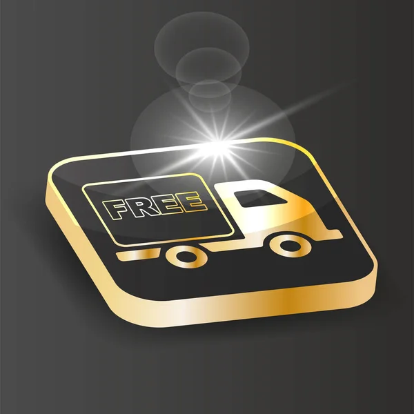 Golden Isometric Free Delivery Icon Free Shipping Delivery Service Logo — Image vectorielle