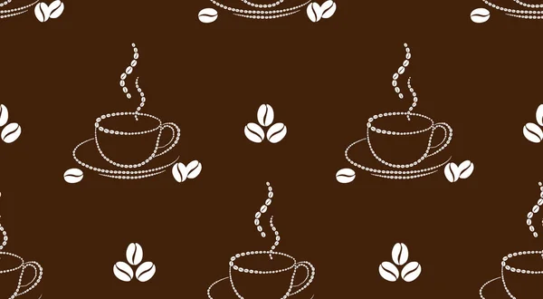 Seamless Pattern Coffee Beans Cups Coffee Suitable Fabrics Banners Posters — Wektor stockowy