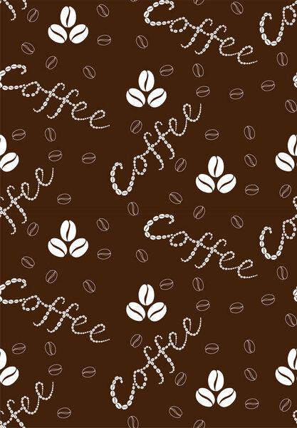 бесшовный узор с кофейными зернами и надписью кофе. подходит для тканей, баннеров, плакатов, украшения кофейни. вектор
