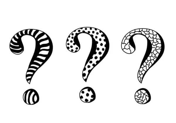 Hand Drawn Three Question Marks Doodle Style Sketch Style Icon — Stock Vector