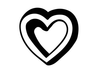 Elle çizilmiş kalp ikonu. Aşk Simgesi 'nin modern sembolü, kalp şekli vektör tasarımları. Beyaz arkaplanda izole