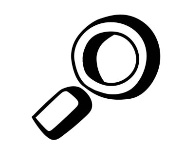 Karalama tarzında elle çizilmiş arama simgesi. Vektör büyüteç ya da silindir işareti. Beyaz arkaplanda izole