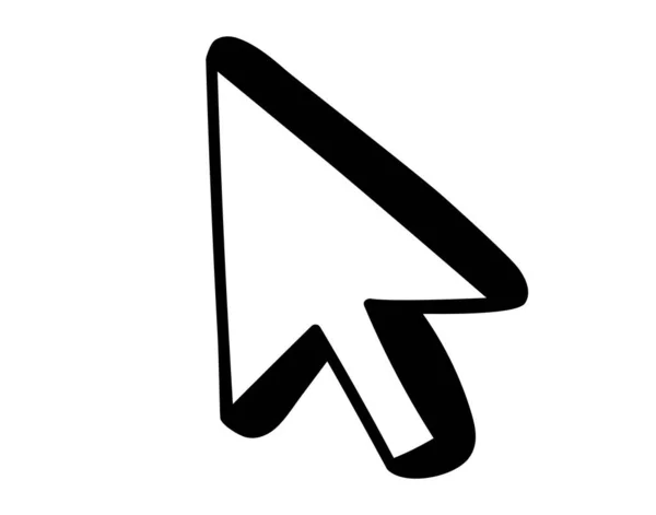 Handgezeichnetes Computer Mausklick Cursor Pfeil Symbol Doodle Stil Anwendung Und — Stockvektor