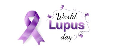 Sosyal medya, kampanya ve blog yazıları için dünya lupus tasarım afişi. Lupus otoimmün hastalık taşıyıcı illüstrasyonu.