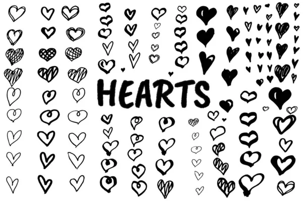 Doodle Hearts Hand Drawn Love Heart Collection Hand Drawn Abstract — Stock Vector