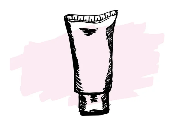 Handgezeichnete Handcreme Tube Doodle Stil Banner Zur Hautpflege Visitenkarte Und — Stockvektor