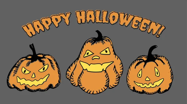 Iconos Vectoriales Calabaza Halloween Ilustración Doodle Diseño Feliz Halloween — Vector de stock