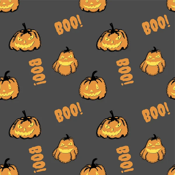 Seamless Pattern Halloween Holiday Different Halloween Pumpkins — Stock Vector
