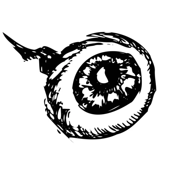 Grafický Černobílý Halloweenský Oční Vektor Clipart Vtipná Roztomilá Ilustrace Pro — Stockový vektor