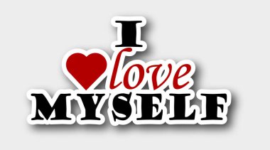 Beyaz arka planda izole edilmiş kendimi seviyorum.