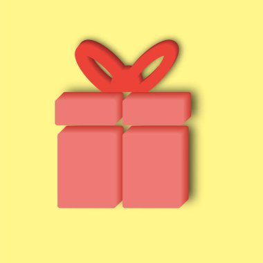 Hediye kutusu, sunum 3D Simge. Noel ve Yeni Yıl. Grafik elementler, simgeler, semboller tasarla. Vektör Resimleri. 