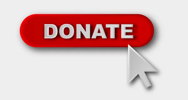 捐赠按钮图标 红色按钮 带有光标符号 财政援助的象征在白色背景下被孤立 3D矢量 — 图库矢量图片