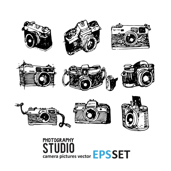 Fotografia câmera conjunto vetorial coleção ilustração. Logotipos —  Vetores de Stock