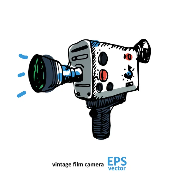 Vintage video kamera beyaz bir arka plan üzerinde çizim — Stok Vektör