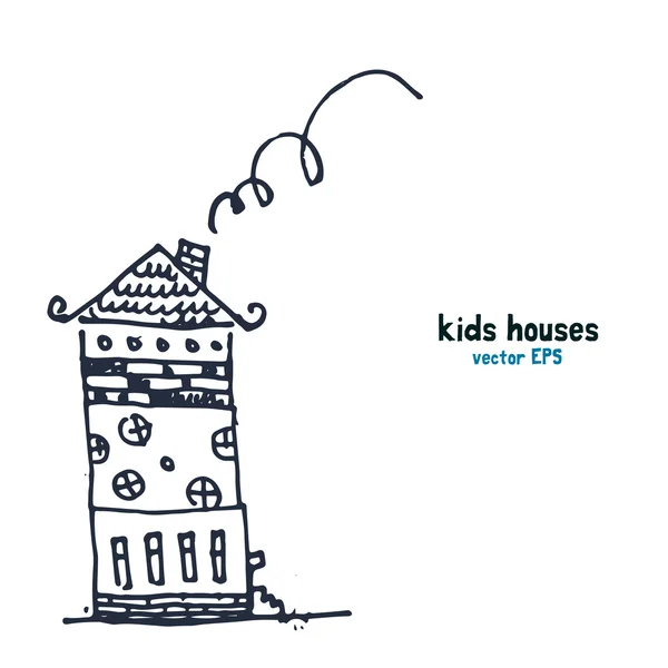 Kinder Stil Häuser Illustration Vektor — Stockvektor