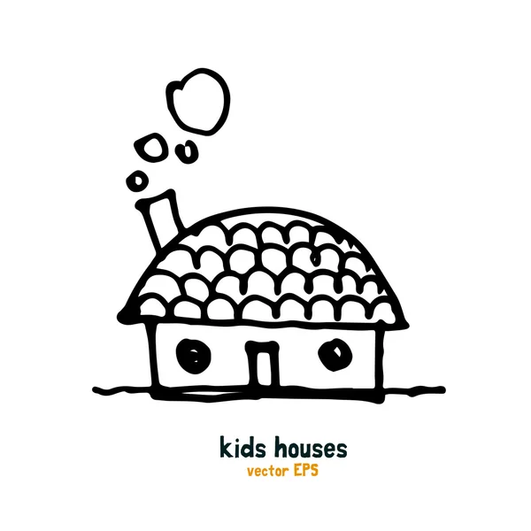 Kinder Stil Häuser Illustration Vektor — Stockvektor
