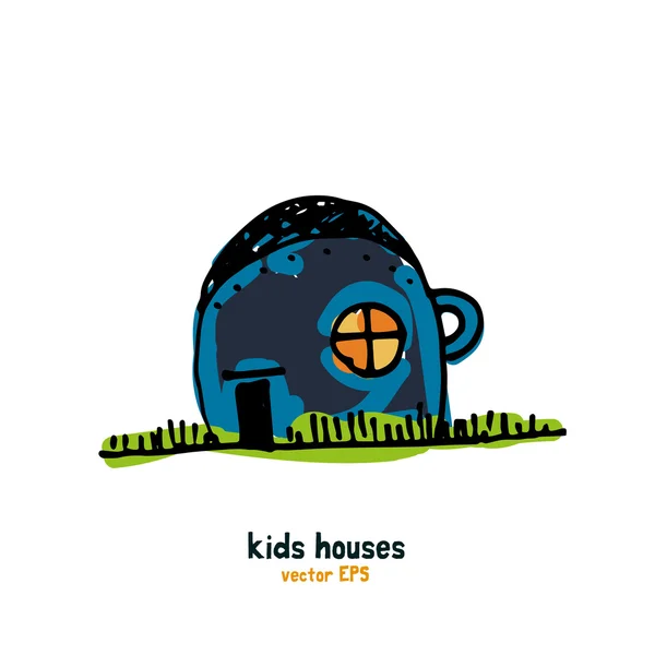 Estilo niños casas ilustración vector — Vector de stock