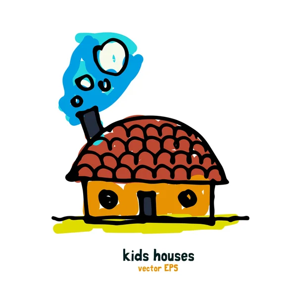 Estilo niños casas ilustración vector — Vector de stock