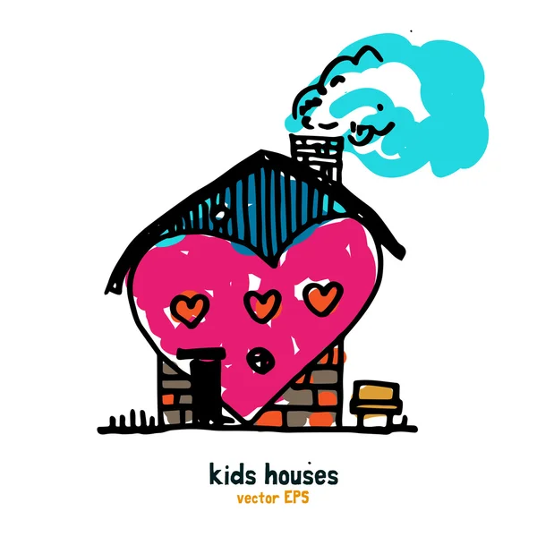 Estilo niños casas ilustración vector — Vector de stock