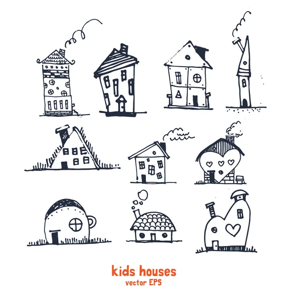Kinderen stijl huizen illustratie vector — Stockvector