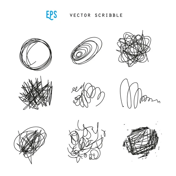Set van vector scribbles. Schetsmatig tekeningen. Ontwerpelementen. — Stockvector