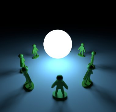 3D insanlar yüzük render techno küre illüstrasyon