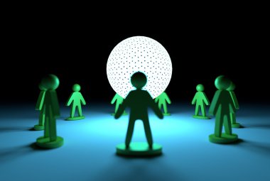 3D insanlar yüzük render techno küre illüstrasyon