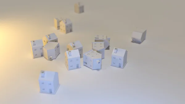 3D σπίτια καθιστούν εικονογράφηση — Φωτογραφία Αρχείου