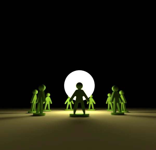 3d people ring render techno sphere illustration — Stock Photo, Image