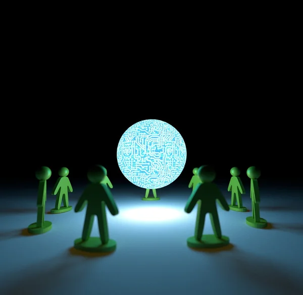 3d people ring render techno sphere illustration — Stock Photo, Image