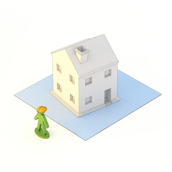 3d plano renderizar dibujo casa proyecto ilustración — Foto de Stock