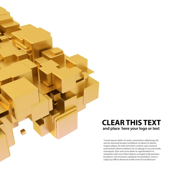 3D vykreslení abstraktní kostky luxusní dárky zlato ilustrace s textem návrhu — Stock fotografie