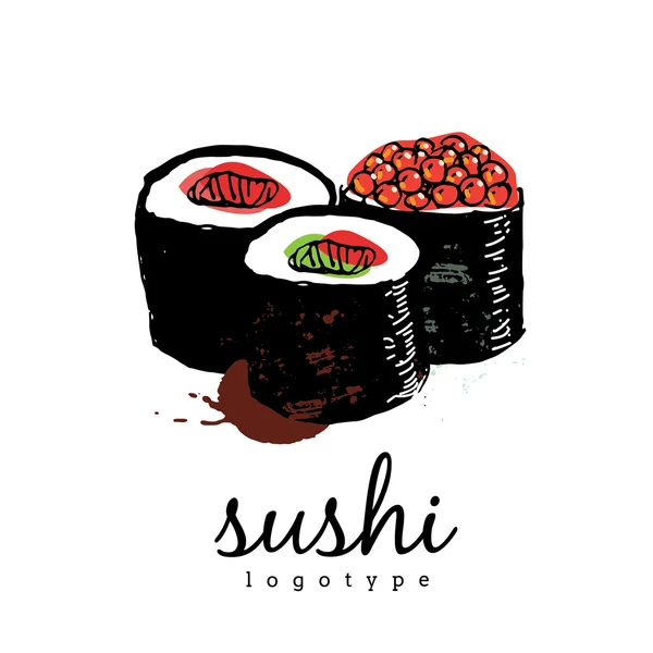 Sushi, logo alimentaire japonais — Image vectorielle