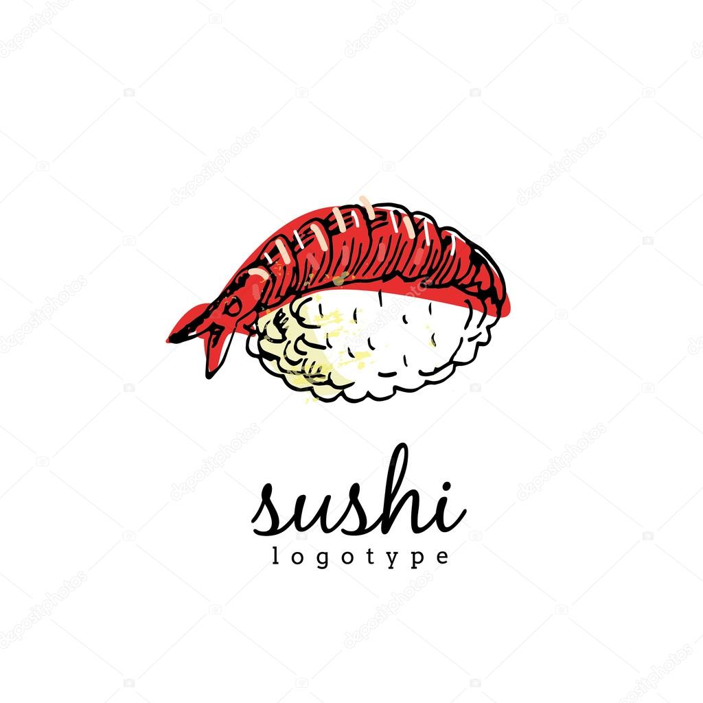 Sushi, japanese food vector logo illustration