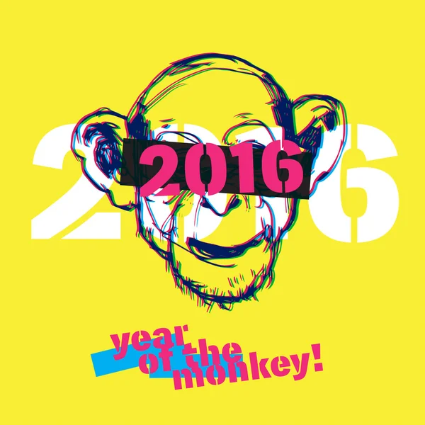 Monkey nyår illustration — Stock vektor